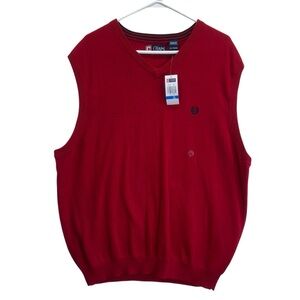 Chaps Men's V-Neck Sweater Vest in Rich Red. Size XL/TG/EG